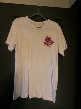 rag & bone White Short-Sleeve Tee with Red Floral Patch